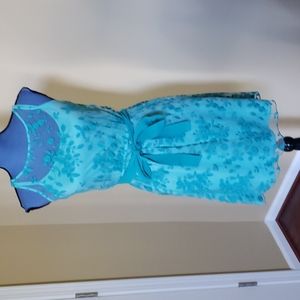 NWT Gorgeous ELLE Teal Lace Floral Midi Dress